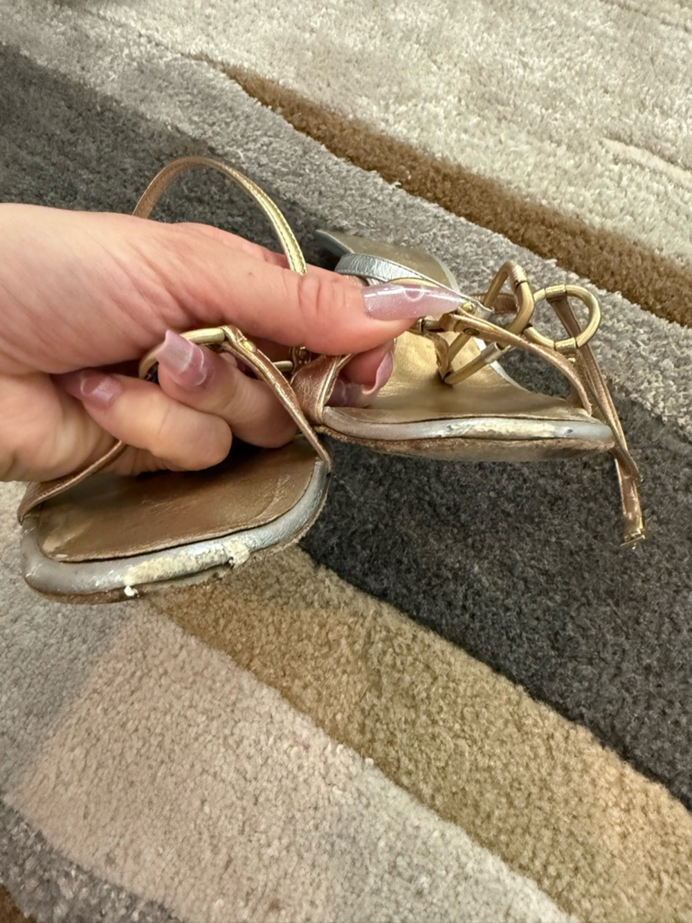 Giuseppe Zanotti Metallic Strappy Sandals Silver Bronze Gold 7.5 - Picture 5 of 9